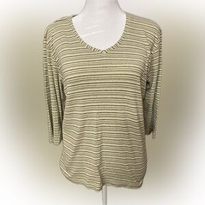 Columbia Women's Green and Brown Striped Shirt